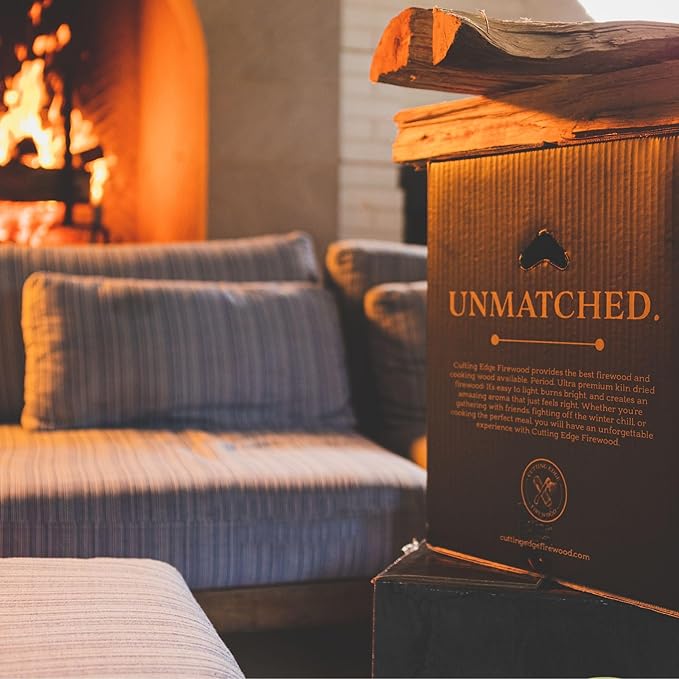 Cutting Edge Firewood - Premium Ultra Kiln-Dried Oak Logs, 16" Luxury Box, 49 lb - Long-Lasting Firewood for Indoor & Outdoor Fires, Complete Starter Kit, Refined Aroma, Clean & Consistent Burn