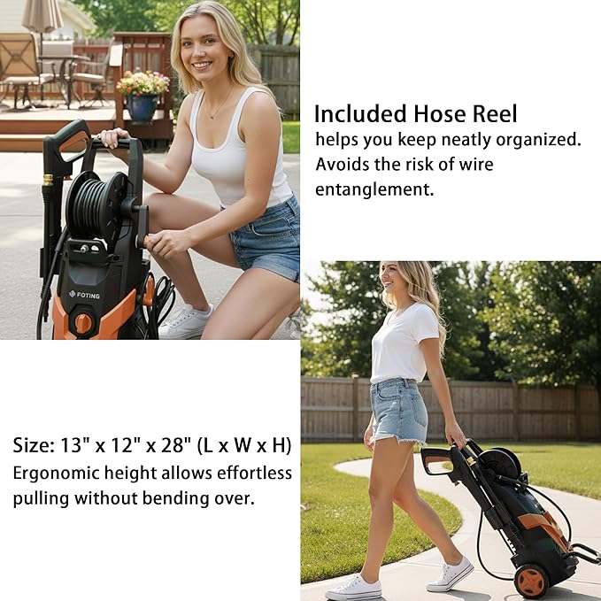 2025Upgraded Pressure Washer 4500PSI with 4 Quick Connect Nozzles,Inlet Hose & Filter, Foam Cannon for Cars/Fences/Driveways/Patios/Home Cleaning,Red