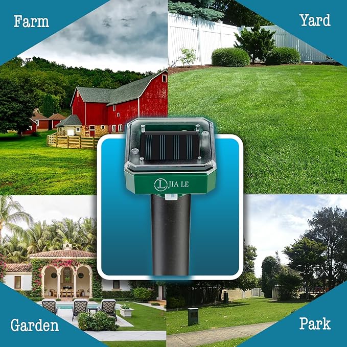 Mole Repellent Solar Powered 10 pk Gopher Solar Snake Repellent Ultrasonic Vole Gopher Sonic Waterproof Spikes Stakes for Garden Yard (1N)