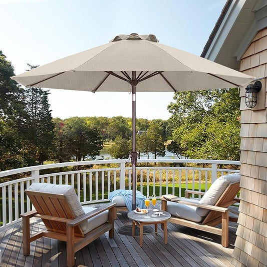 ABCCANOPY OLEFIN® 5-Year No Fading 9FT Patio Umbrella, Outdoor Table Umbrella with 8 Sturdy Ribs for Deck, Backyard, Yard (Beige)