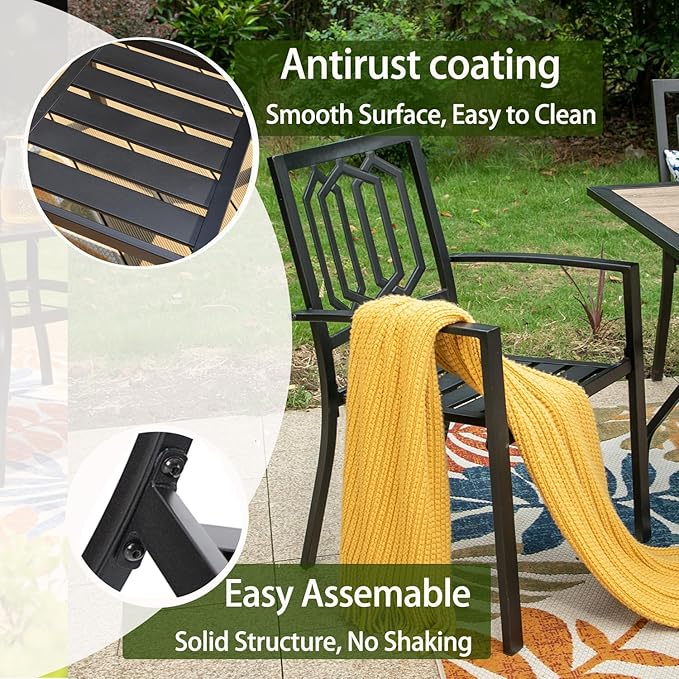MFSTUDIO Outdoor Dining Set for 6, Expandable Patio Table and Chairs Set, 7 Piece Metal Patio Dining Set, Patio Furniture Set for Deck Backyard Poolside Garden