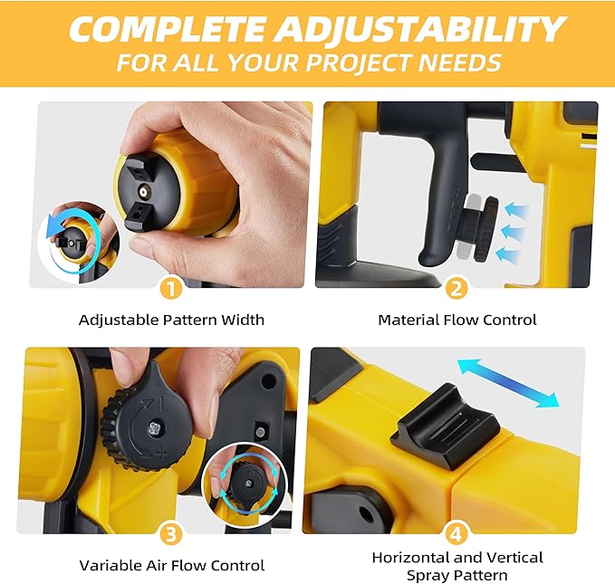 Paint Sprayer 1000W Powerful HVLP Spray Gun Electric Perfect for House Painting, Furniture, Cabinets, Walls, Doors, Fences 4 Nozzles for Precise Finish Easy to Clean
