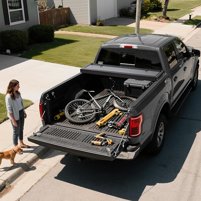 OEDRO Low-Profile Hard Quad-Fold Tonneau Cover Compatible with Chevy Silverado/GMC Sierra 2500HD 3500HD 2020-2025 6.9ft Bed w/o Multi-Flex Tailgate, One-Handed Quick Release, Drainage Design