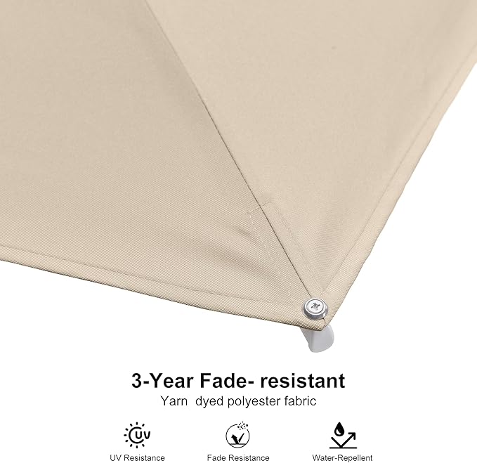 PURPLE LEAF 9' × 11.5' Patio Umbrella White Cantilever Umbrella Aluminum Square Outdoor Offset Umbrella Hanging Windproof with 360° Rotation for Garden Deck Pool, Beige