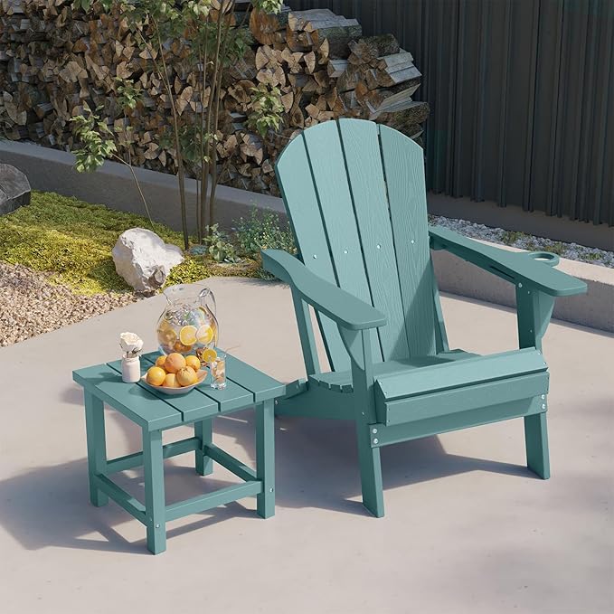 Folding Adirondack Chair, HDPE All-Weather Patio Chairs for Outdoor, Patio, Lawn, Garden, Backyard Deck, Fire Pit - Aruba