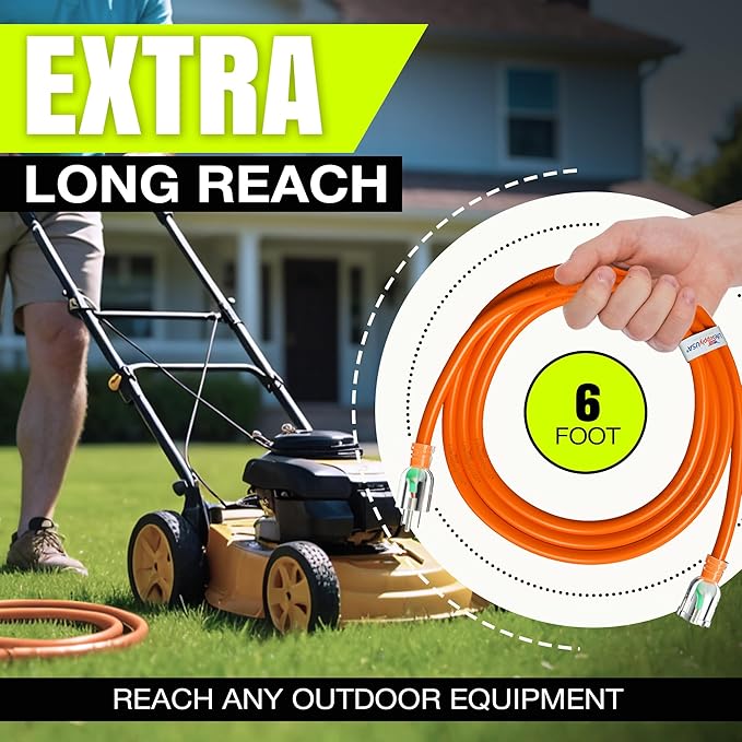 6ft Outdoor/Indoor Extension Cord 10/3 Gauge Ultra Heavy Duty 3 Prong SJTW, Waterproof, Flexible Cold-Resistant Long Power Cord,15A 125V 1875W, Orange by LifeSupplyUSA
