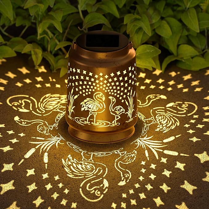 Flamingo Solar Lantern for Garden Outdoor Decor – Hanging Metal Light Decoration for Patio, Yard, Lawn, Pathway, Backyard – Birthday Gift for Mom, Women, Grandma