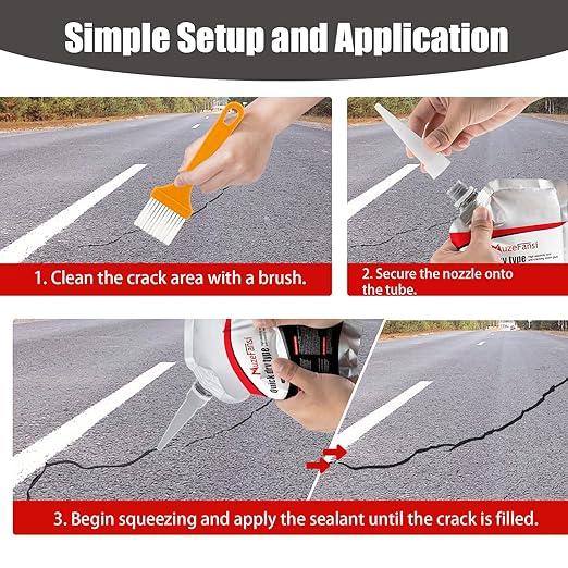 Asphalt Crack Filler,Concrete Crack Sealant,Asphalt Self-Leveling Cement Filler for Driveways, Walls, Patios, Garage Floors – Quick-Dry, Strong Bond(2 PCS)