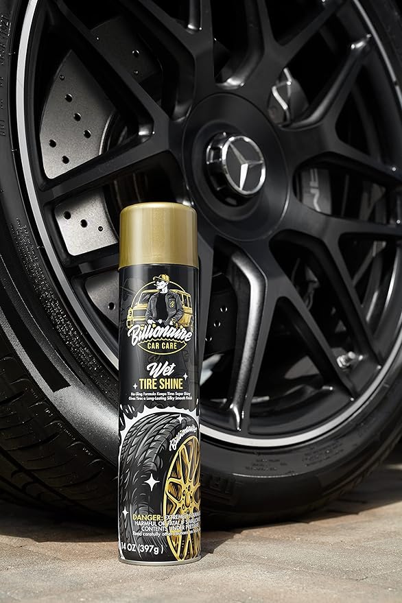 Billionaire Tire Shine - Wet Tire Shine 6 Pack Can 14 oz No Sling Formula Long-Lasting Silky Smooth Finish - Spraying Maximum Protection Fast Dry - Car Detailing 6PACK