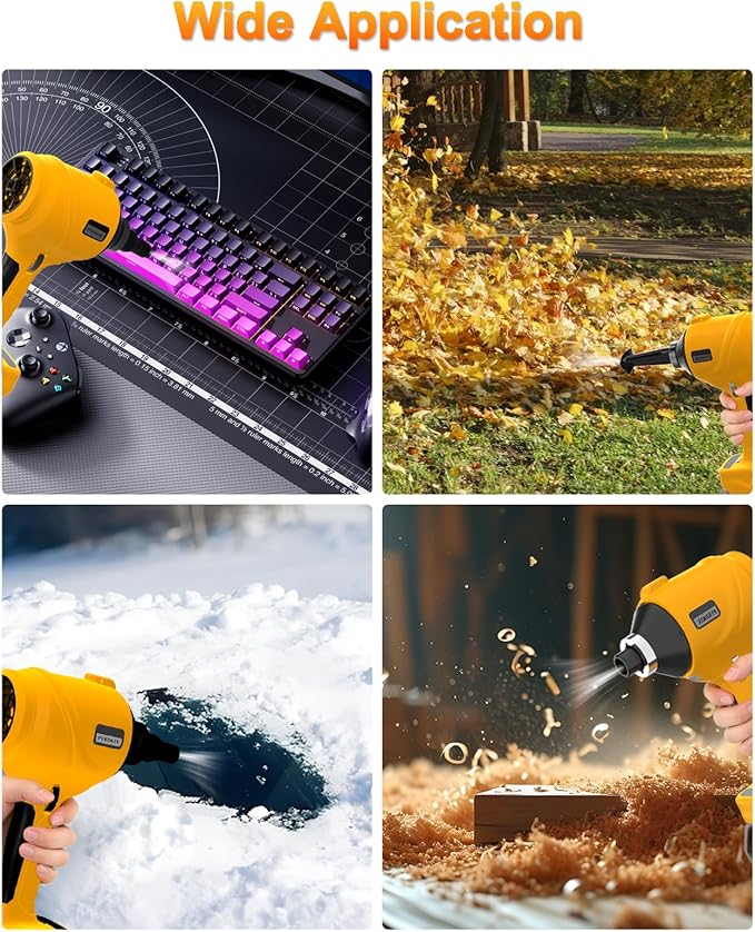 Cordless Air Blower for Dewalt 20V Battery- 3 Speeds, 130 MPH Mini Leaf Dust Blower, Electric Compressed Air Duster, Brushless Handheld Turbo Jet Blower for Garages, Sawmill, Workshop(No Battery)