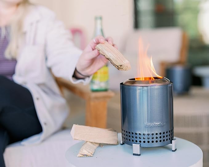 Solo Stove Mesa, 5.1 Inch Tabletop Fire Pit with Stand - Smokeless, Stainless Steel Fire Pit for Camping, Outdoor & Patio- Wood Burning or Pellet Fueled Portable Bonfire, 1.4lbs, Gunmetal