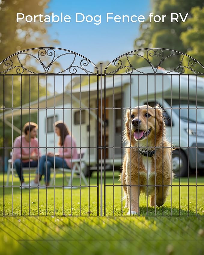 5 Panels No Dig Decorative Outdoor Garden Fence, 40 in(H) X 23.6 ft(L) Animal Barrier Fencing, Rustproof Portable Fence, Temporary Dog Fence Outdoor for Yard, Outside, Backyard, Patio