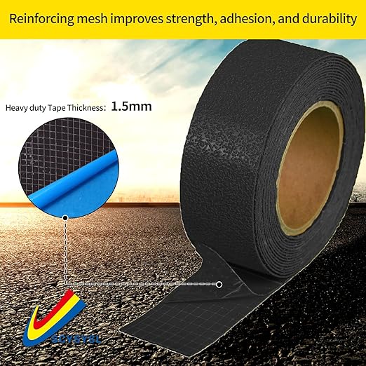 Pavement Marking Tape Slip-Resistant and Durable, Heavy-Duty Rubber Base for Outdoor Applications, Perfect for Driveways, Walkways, and Parking Areas (Black, 2 Inch X 18 Feet)