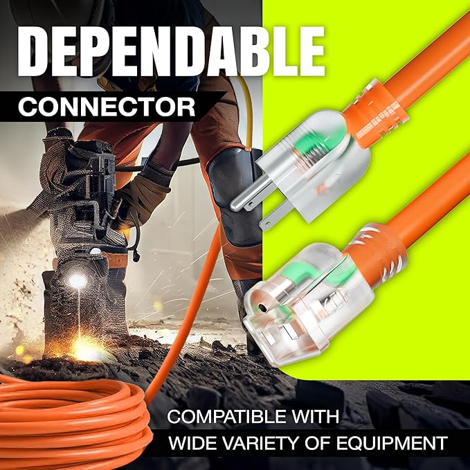 6ft Outdoor/Indoor Extension Cord 10/3 Gauge Ultra Heavy Duty 3 Prong SJTW, Waterproof, Flexible Cold-Resistant Long Power Cord,15A 125V 1875W, Orange by LifeSupplyUSA