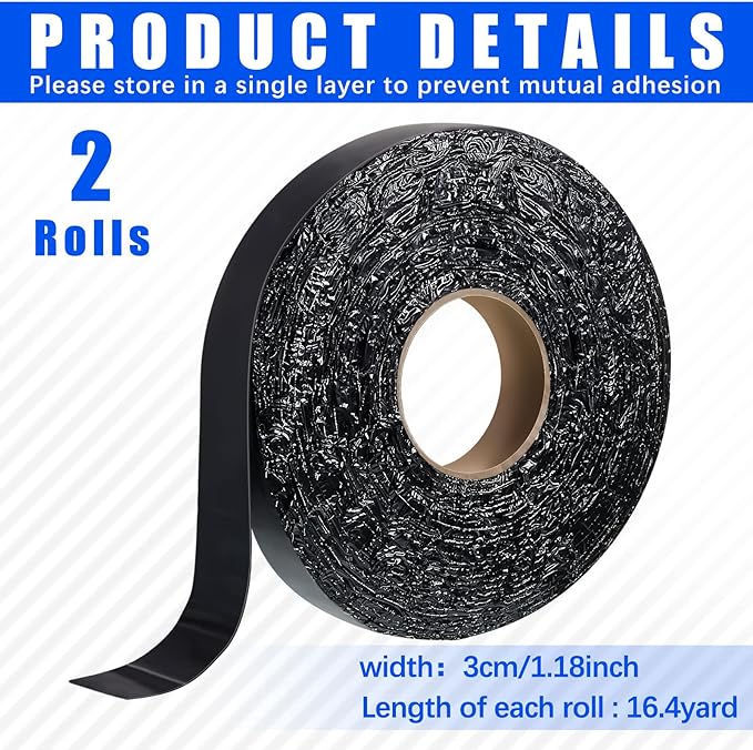Fabbay 2 Rolls Asphalt Crack Filler Tape Asphalt Tape for Driveway Repair Joint and Crack Sealer for Tarmac Parking Lot Roof Cement Road, 50 Feet Each Roll (1.18 Inch)