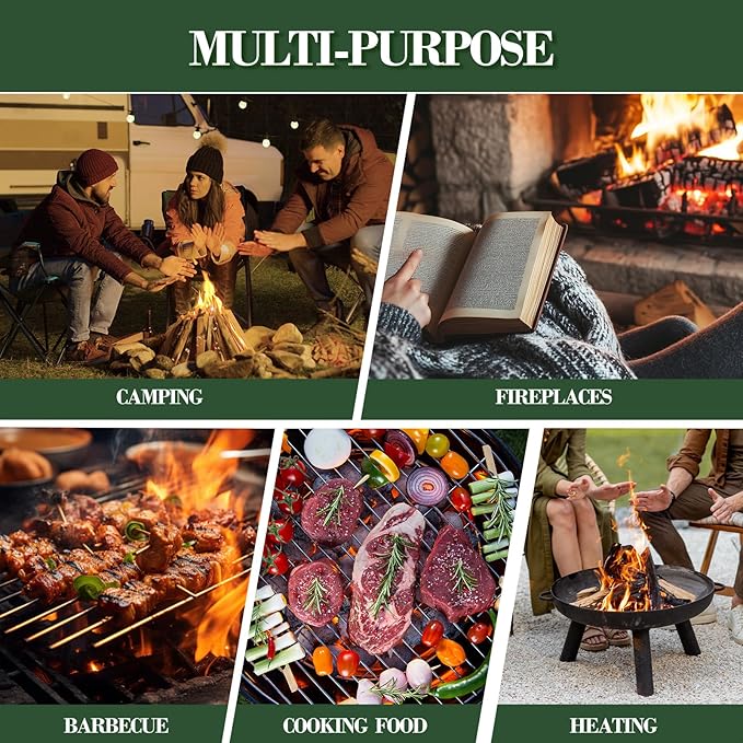 36PCS Natural fire Starters for Campfires, Charcoal Fires, fireplaces, barbecues, Chimneys, Pizza ovens, fireplaces, Grills and Other scenarios.