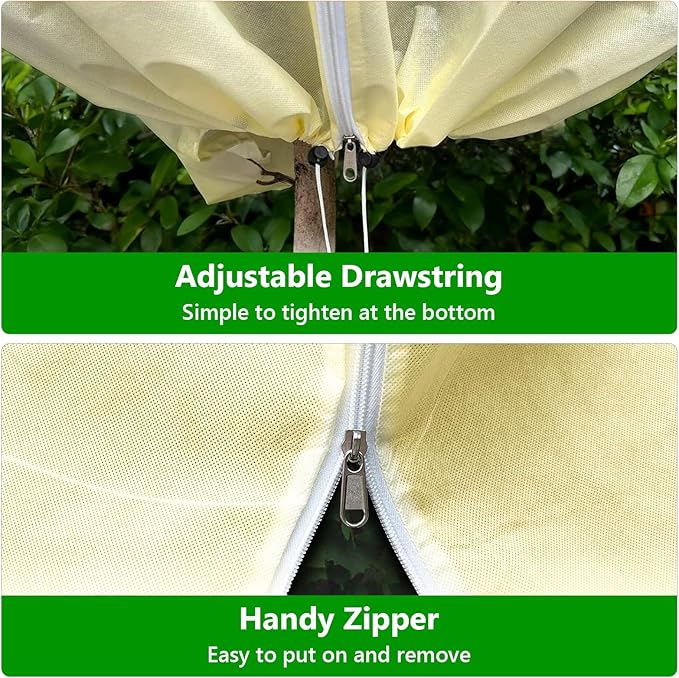 Plant Covers Freeze Protection, 4 Pack Round Frost Blankets for Outdoor Plants (71"x48") – Winter Plant Covers, 2.4oz/yd² Frost Cloth Plant Protection for Trees, Shrubs & Potted Plants (Beige)