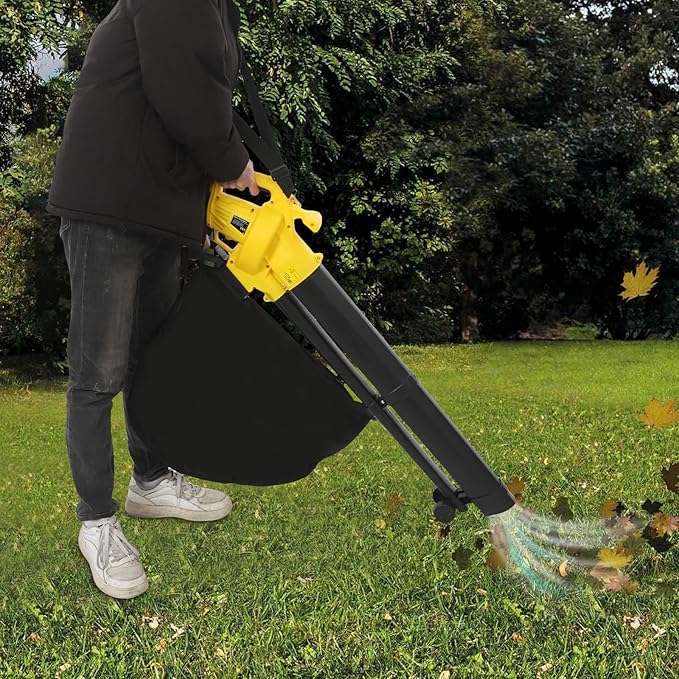 Corded Electric Leaf Blower, 3000W High Power Handheld Leaf Blower with Bag, 466CFM 167 MPH Protable and Lightweight Leaf Vacuum and Mulcher for Yard, Patio, Lawn
