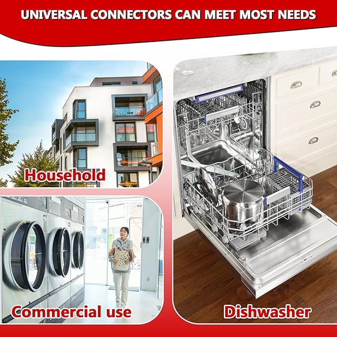 Cenipar 6FT Rubber Washing Machine Hoses Burst Proof 2 Pack For Hot and Cold Water 3/4" NPT Connection Water Supply Lines Fit for ALL Washing Machine