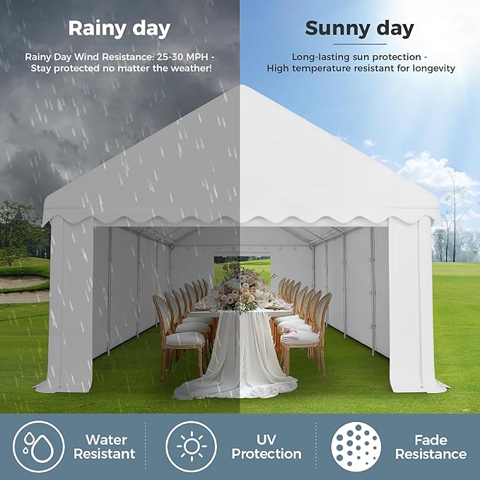 GREEN PARTY 13'x29.5' Party Tent Canopy, Large Wedding Event Shelter Canopy with Removable Sidewalls, Commercial Tents for Outdoor Event, Wedding, Carport, Birthday Party