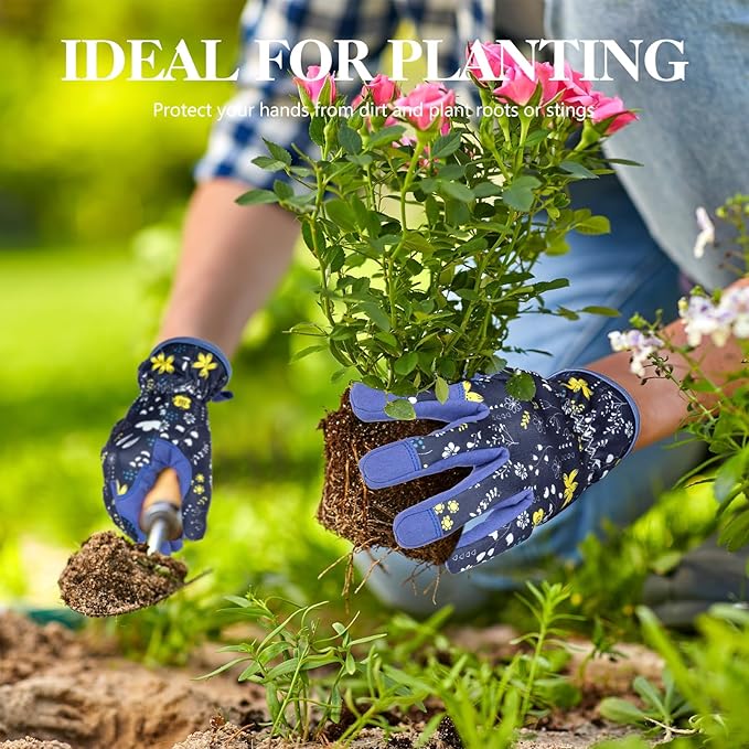 Womens Gardening Gloves, Breathable Leather Thorn Proof Garden Gloves with Grip, Puncture-Resistant Work Gloves for Women