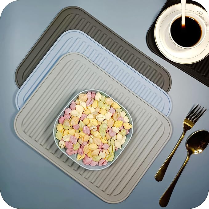 Silicone Trivets Set 2, Big Trivets Mats for Hot Pots and Pans, Heat Resistant Hot Pads for Kitchen Counter, Multi-Purpose & Versatile Trivet Mats, Silicone Pot Holder Pads 9"X12" Dark Grey