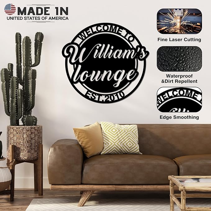 Custom Signs Outdoor Metal, Personalized Porch Backyard Patio Decor, Business Sign with Your Own Text, Monogram Wall Art Decor, Christmas Housewarming Wedding Gifts