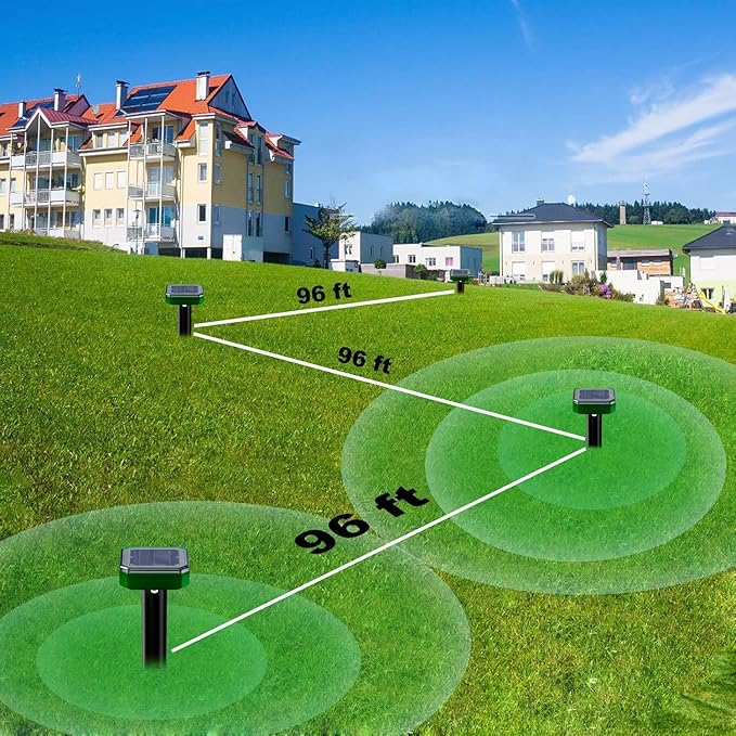 Mole Repellent Solar Powered for Lawns Snake Repellent for Yard Gopher Trap Groundhog Vole Repellent Ultrasonic Spike Outdoor Waterproof Sonic Chipmunk Rodent Burrowing Animals Deterrent Stake
