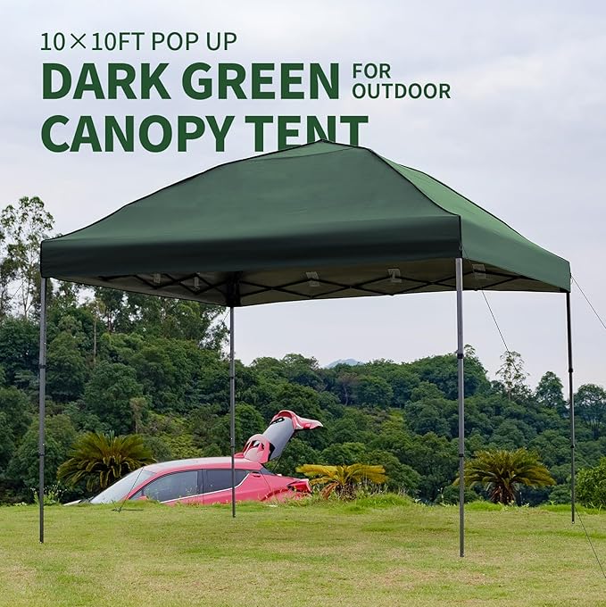10x10 Pop Up Canopy Tent with 2 Sidewalls, Easy Up Canopy Outdoor Party Sun Shade Tent Portable Gazebo for Beach Camping Events with Carry Bag and 4 Sand Bags