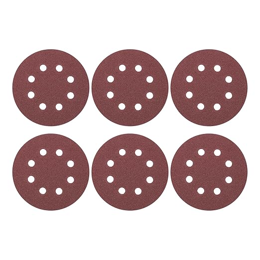 HARFINGTON 20 Pcs 5 Inch Sanding Discs, 80 Grit Hook and Loop Sandpaper, 8-Hole Aluminum Oxide Orbital Sander Sandpaper for Woodworking Automotive Metal Polishing, Red