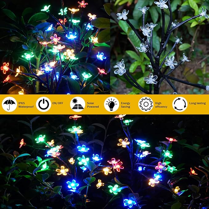 Solar Garden Lights Garden Decor, Solar Flowers Outdoor Decorative,2Pack 40LED Fairy Solar Lights Outdoor Waterproof for Outside Yard,Lawn,Patio,Pathway Christmas Decorations Gardening Gifts