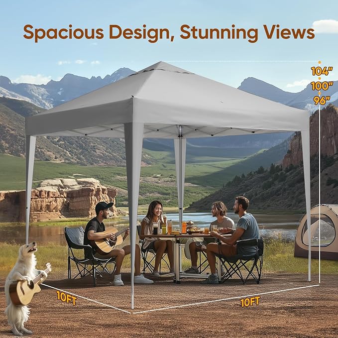 Quictent 10x10 Pop Up Canopy Tent, Instant Setup Gazebo for 1 Person, Portable & Compact, Waterproof & UV Protection, Ideal for Camping, Beach, Parties, and Outdoor Events