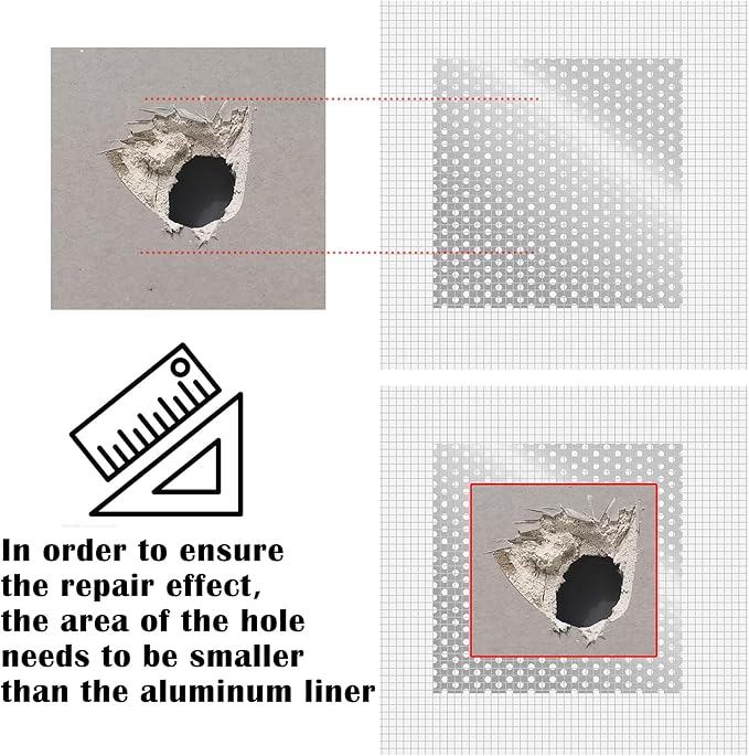 12Pack Wall Repair Drywall Repair Patch kit, Self Adhesive Fiberglass 2/4/6/8 Inch Aluminum Wall Fiber Mesh Large Hole Repair Patch Sheetrock Ceiling Dry Wall Fixing Patch