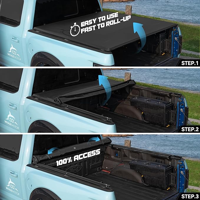 Truck Bed Tonneau Cover Compatible with Chevy Silverado & GMC Sierra 1500 2007-2025 5.8 ft Box(NO CarbonPro Bed), Soft Roll Up Style