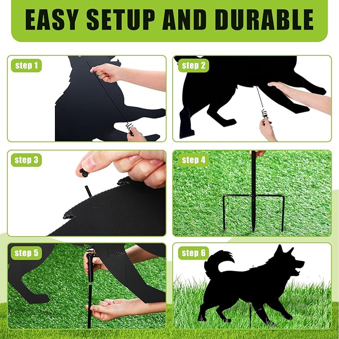 Qualirey 1 Set Lone Dog Decoy, Goose Deterrent, Dog Decoy to Keep Away Pests for Outdoors, Replica Visual Scare Device, Yard Ornaments