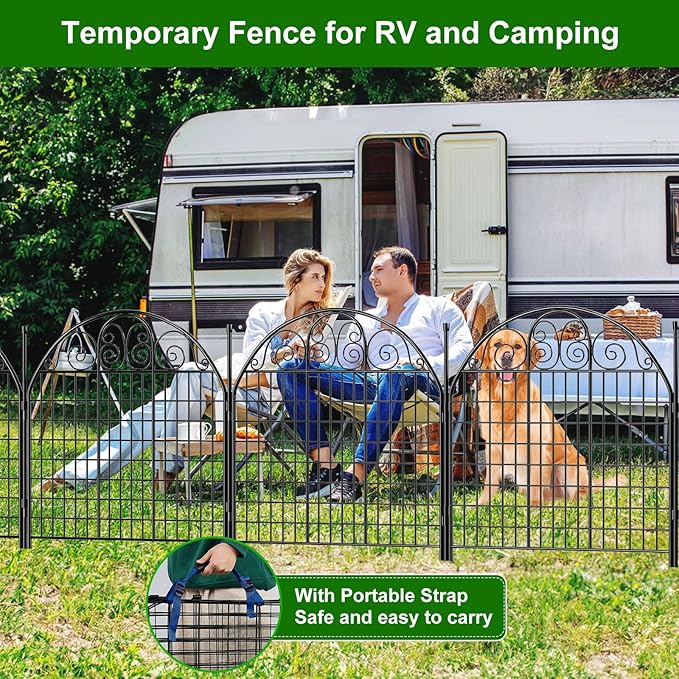 2 Panels No Dig Decorative Garden Fence, 32 in(H) Outdoor Dog Fence Animal Barrier, Rustproof Metal Wire Garden Fencing for Dogs, Rabbits, and Yard Patio Temporary