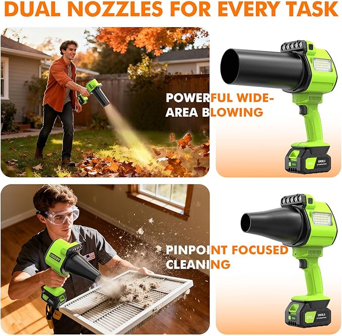 OGERY Brushless Leaf Blower Cordless with Lights, Powerful Electric Leaf Blowers with 2 x 3.0Ah Batteries & Fast Charging, 700CFM 900G Wind Pressure Handheld Blower for Lawn Care Yard Garden, Green