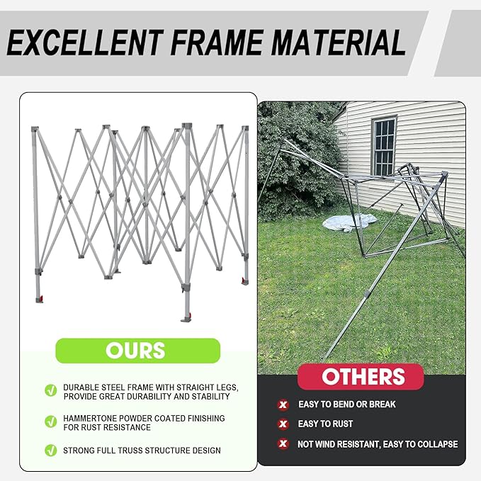 Eurmax USA Standard 10x10ft Patio Pop Up Canopy Tent for Outdoor Events Commercial Instant Canopies with Heavy Duty Roller Bag,Bonus 4 Canopy Sand Bags (Stripe Green)