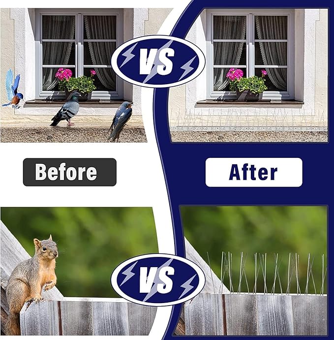 Bird Spikes,10 Piece Stainless Steel Bird Spike,13 inches Heavy Duty Pigeon Deterrent Spikes for Roof, Window, Fence,Waterproof Outdoor Birds Repellent for Woodpeckers Sparrows Seagulls