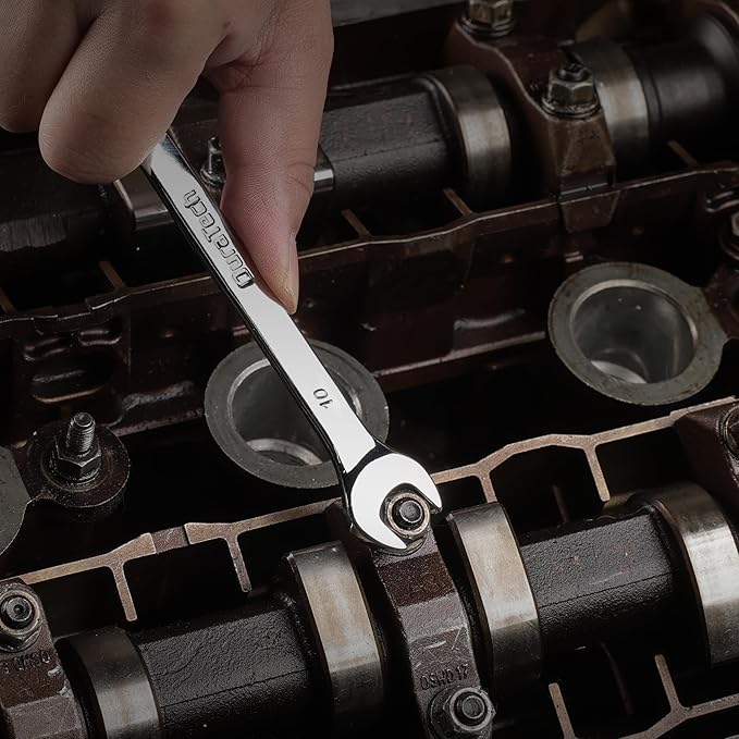 DURATECH 10mm Combination Wrench, Metric, CR-V Constructed with Mirror Polish, 12-Point, 15-Degree Offset