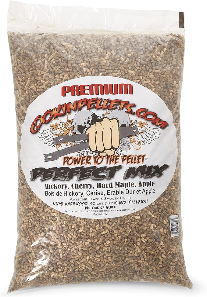 CookinPellets 40 Lb Perfect Mix Hickory, Cherry, Hard Maple, Apple Wood Pellets Bundle with CookinPellets Premium Hickory Grill Smoker Smoking Wood Pellets, 40 Pound Bag