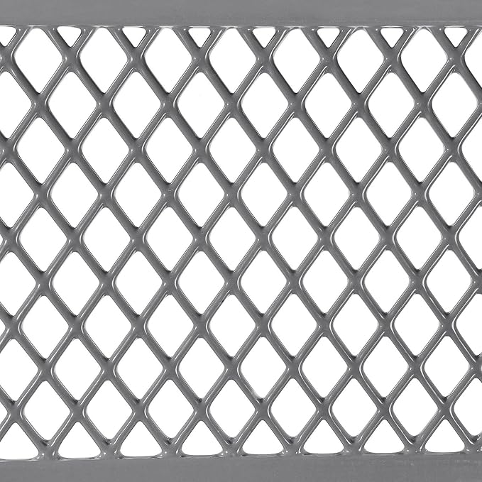 Global Industrial 6'L Heavy Duty Expanded Metal Mesh Bench with Backrest with Steel Frame, Portable Outdoor Bench, 1000 lbs Capacity, Gray, 72" L x 24" W x 33" H