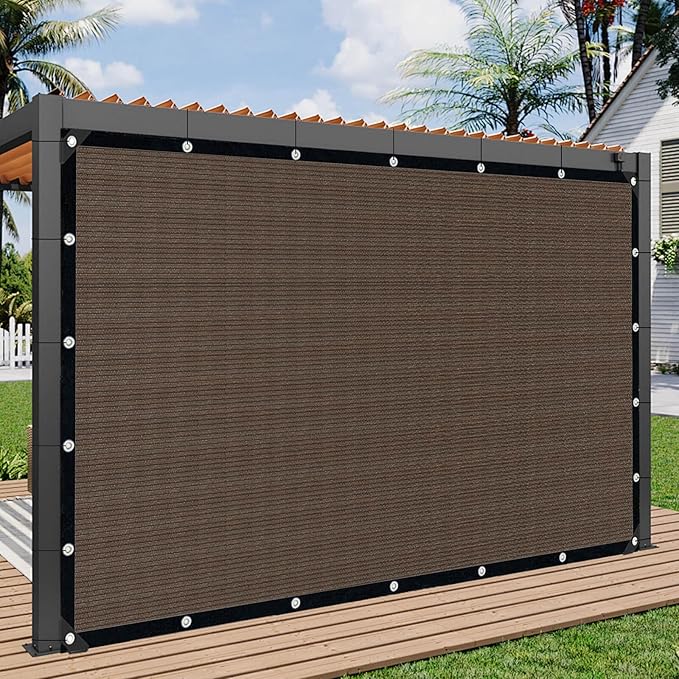 Sun Shade Cloth with Grommets,90% UV Protection Shade Fabric,Pergola Shade Cover Canopy Fence Privacy Screen Balcony,Brown Sunshades for Patio Pergola Garden Backyard Outdoor,Mocha-12x20FT