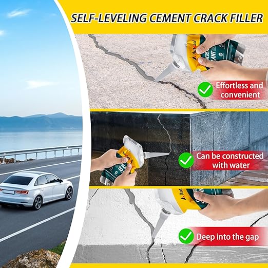 Concrete Crack Filler, Self-Leveling Cement Crack Filler, Fast-Drying Waterproof Concrete Repair Sealant, Durable Asphalt & Driveway Crack Filler for Sidewalk, Patio & Expansion Joint Repair — 2 PCS