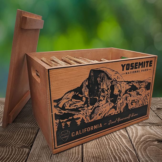 Betterwood Products 04405 Fatwood All-Natural Resin Firestarter in Wooden Crate for Refilling or Home Decorating, Yosemite, 13 Pound