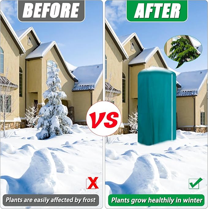 2 Packs Plant Covers Freeze Protection for Winter, 47"x71" Rounded Top Winter Plant Cover, Frost Cloths for Outdoor Plants with Zipper and Drawstring, Frost Blankets for Shrub Bush Fruit Tree Potte