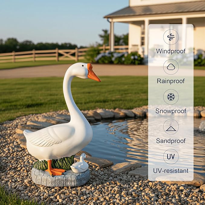 23-inch Statue, Large Porch Goose Statue,Outdoor Statues,Hidden Key Pocket, Outdoor/Indoor Goose Statue for patios and terraces. Porch Goose Protection and Courage, Suitable Gift
