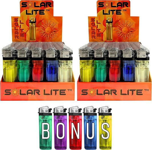 Disposable Lighters (Pack of 100) | Solar Lite® - Bonus Free 5-Pack lighters Included with Every 100pk Purchase.