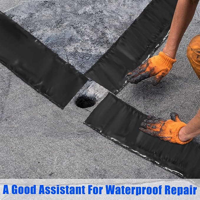 Fabbay 2 Rolls Asphalt Crack Filler Tape Asphalt Tape for Driveway Repair Joint and Crack Sealer for Tarmac Parking Lot Roof Cement Road, 50 Feet Each Roll (4 Inch)