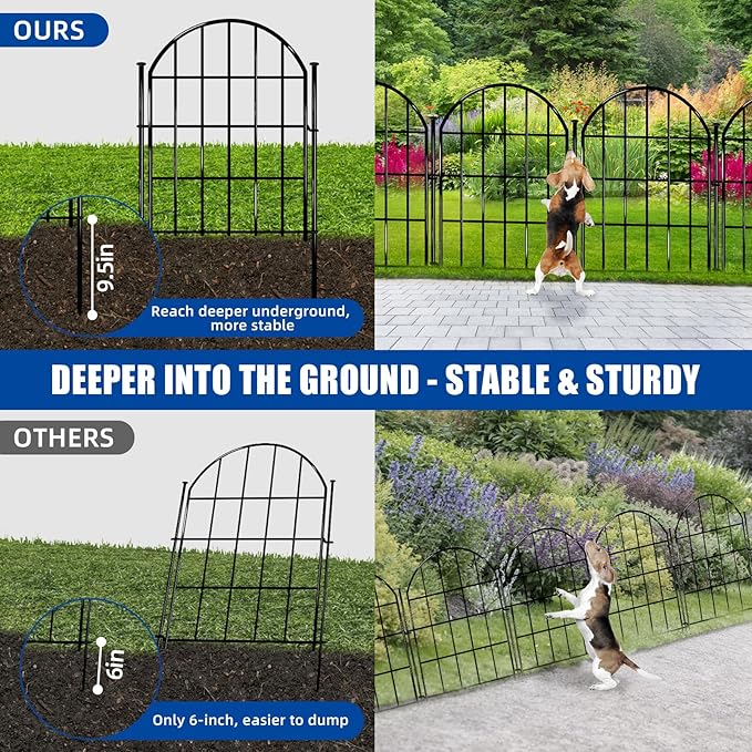 26 Pack Decorative Garden Fence, 17in X 28ft Arched No Dig Fence Border, Garden Edging Border, Rustproof Metal Animal Barrier with Ground Stake for Dog, Rabbit, Outdoor Yard Patio Decor